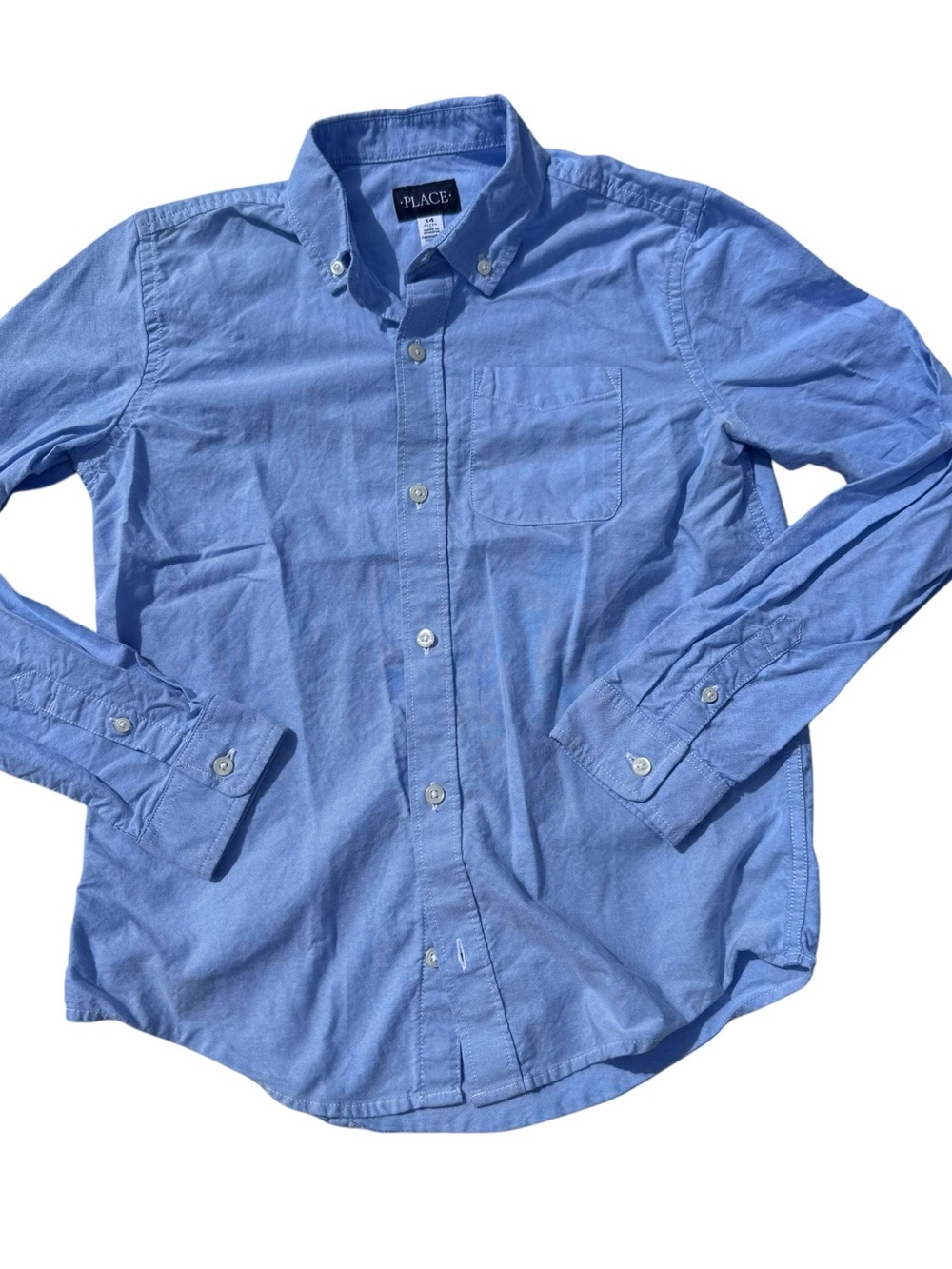 Children’s Place Light Blue Button-Down Oxford Shirt boys Sz 14